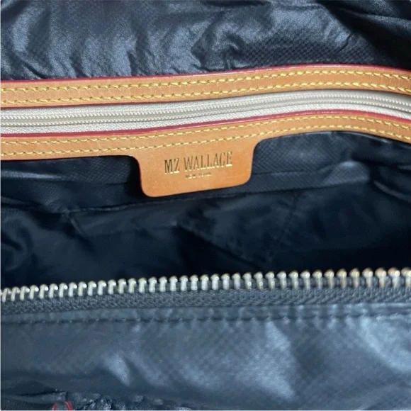 MZ WALLACE Medium Crosby Quilted Nylon Black Crossbody Magazine Tote Purse Bag - Picture 6 of 9